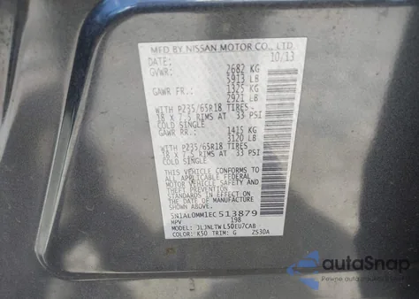 2014 Infiniti Qx60 из США, поврежденный, VIN 5N1AL0MM1EC513879